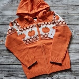 Pumpkin Zip Up Knit Hoodie Sweater Gymboree, NWT